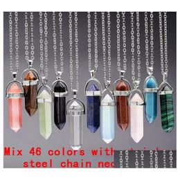 Jewelry Necklace Healing Crystals Amethyst Rose Quartz Bead Chakra Point Women Men Natural Stone Pendants Leather Drop Delivery Wedd Dhs2B