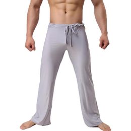 Men's Sleepwear Mens Pants Sleep Bottoms Viscose Home Loose Sexy Lounge Milk Silk Fashion Strap Male Pajama Underwear