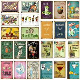 Vintage Cocktail Party art painting Decor rout 66 beer Tin Signs Bar Club Home Wall Art Painting Decorative Plaque Beer Personalised tin Poster Size 30X20CM w02