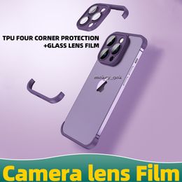 TPU with camera tempered glass lens film with four corners protection against drops for iPhone 14Plus 12Pro Max 13