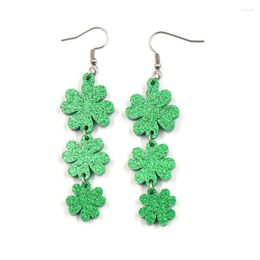 Dangle Earrings St. Patrick's Day Glitter Acrylic Laser Cut Shamrock Irish Green Clover Drop Gift Wholesale