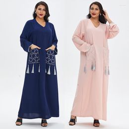 Ethnic Clothing 2023 Dubai Kaftan Dress Muslim Party Abaya Women Arabic Lace Cardigain Patchwork Turkey Islam Prayer Caftan Dresses