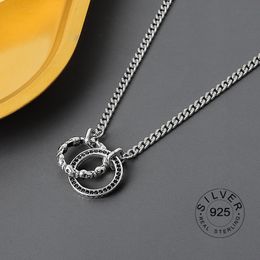 Sterling Silver Elegant hollowout chain Necklaces Geometric Pendant Necklace Fine Jewelry For Women Wedding Party Bijoux