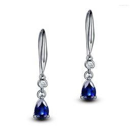 Stud Earrings White Gold-plated Colour Imitation Sapphire Korean Version Female Zircon Copper Silver-plated