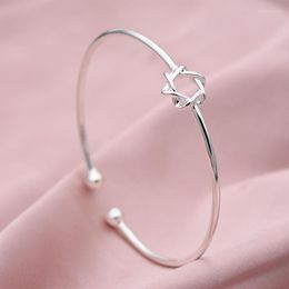 Bangle Pure Silver Cuff Bangles For Women Star Charm Bracelets & Open Pulseira Femme Christmas Jewelry Accessories Party Gifts