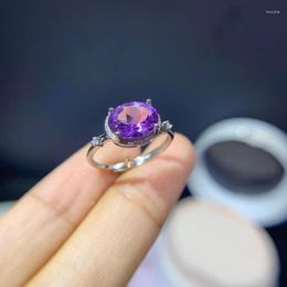 Cluster Rings Elegant Purple Amethyst Ring For Women 925 Sterling Silver Good Color Natural Gemstone Birthday Christmas Gift