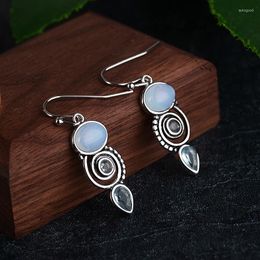 Dangle Earrings MENGYI Vintage Geometry Moonstone 9 2 5 Drop For Women Round Opal Wedding Jewellery Party Gifts