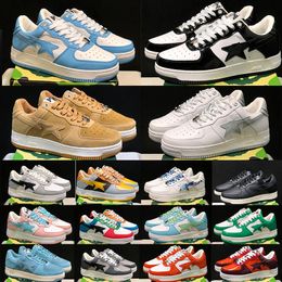 Bapestas Running Shoes sk8 Baped Platform Shoe STA Black White Blue Pink Green Red Beige Patent Leather Suede Camo Pastel Trainer Sneakers for Men and Women 36-45