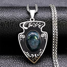 Pendant Necklaces Vintage Bohemian Necklace For Women/Men Stainless Steel Natural Stone Ethnic Jewellery Collar Acero Inoxidable N3469