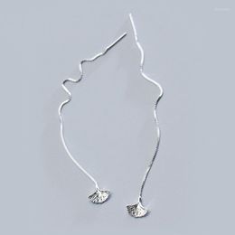 Dangle Earrings MloveAcc Solid 925 Sterling Silver Ginkgo Biloba Leaf Drop For Women Long Chain Girl Earring Fashion Jewellery