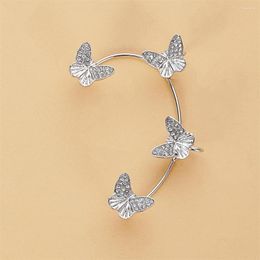 Backs Earrings Fashion Women's Butterfly Ear Clip Shiny Diamond Set Metal Non Perforated Zircon Earmuffs Wedding Jewellery Ornaments.