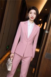 Women's Two Piece Pants Ladies Office Work Wear Suits Formal Professional Women Business OL Styles Autumn Winter Blazers Trousers Set Pantsu