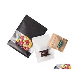 Packing Bags 100Pcs Lot 7X9Cm 9X13Cm 13X18Cm Brown White Kraft Paper Bag Smell Proof Sample Pouch For Dried Fruit Tea Drop Delivery Dhwsc