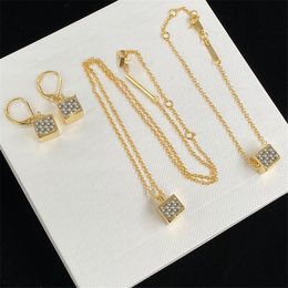 Heavy Cuboid Ornament Charm for Women Gold Slice Dangle Bracelets Lady Slide Lobster Claw Buckle Pendant Necklaces