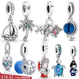 Character Pendant S925 Pure Silver Doll Aircraft Ship Global Charm Suitable for Pandora Bracelet DIY Fashion Jewellery Free Shipping