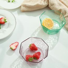Bowls Japanese Hammer Pattern Color Fruit Plate Glass Bowl Creative Cutlery Geometric Irregular Salad Mixing