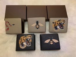 2024Men Animal Designers Fashion Short Wallet Leather Black Snake Tiger Bee Women Luxury Purse Card Holders With Gift Box Top Quality