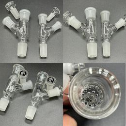 Vintage Passthrough Glass Bowl Adapter 14mm 18mm for glass bong Hookah Glass Water Pipes can put customer logo by DHL UPS CNE