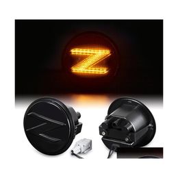 Car Emergency Lights 2Pcs Dynamic Amber Side Marker Turn Signal Sequential Blinker Leds For 370Z 2009 2010 2011 2012 2013 2014 2021 Dhgg5