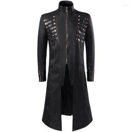 Men's Suits Men Retro Black Steampunk Tailcoat Jacket Mediaeval Gothic Victorian Frock Coat Uniform Party Cosplay Halloween Costume Homme