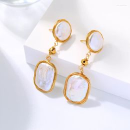 Dangle Earrings RKR Natural Freshwater Pearl Drop Handmade Gold Colour Brass Baroque Cultured Women 2023 Fashion Jewellery