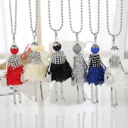 Pendant Necklaces 5 Colors Statement Rose Doll Necklace Dress Handmade French S Alloy Girl Women Flower Fashion Jewelry