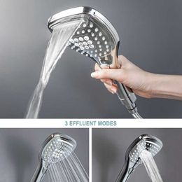 Bathroom Shower Heads White and Chrome Waterfall 3 Function Hand Held Shower Head High Pressure Rain Shower Set Bathroom Water Saving Handheld Shower J230303