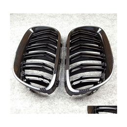Grilles A Pair E92 Dual Line Front Grille Fits For 3 Series Abs Glossy Black/ M Colour Kidney Grill 20102013 Drop Delivery Mobiles Mo Dho09