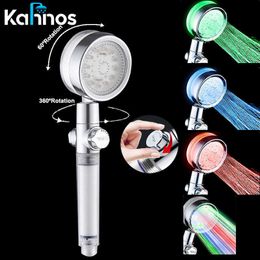 Bathroom Shower Heads LED Bathroom Handheld Color Changing Temperature Sensor Water Saving High Pressure Filter J230303