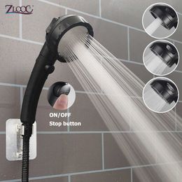 Bathroom Shower Heads Zloog Black Shower Head 3 Modes Adjustable High Pressure Handheld Showers Massage Pressurised Home Bathroom Showerhead with Hose J230303