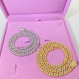 Fine Jewellery Wholesale 925 Silver White Gold Plated Women Cuban Link Necklace 8mm Iced Out Miami Cuban Link Chain