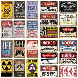 Vintage warning area 51 tin sign cute cats art painting please keep this bathroom clean metal tin sign retro life is simple metal plaque wall decor Size 30X20CM w02