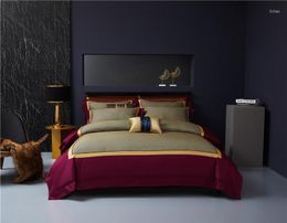 Bedding Sets 2023 Burgundy Adults Beddingset 1000TC Egyptian Cotton Bed Linen Duvet Cover Sheet Pillowcase 4/7pcs