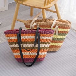 Casual Wicker Woven Basket Bags Rattan Women Handbags Summer Beach Straw Large Capacity Tote Big Shoulder Crossbody Bag 2022 230304