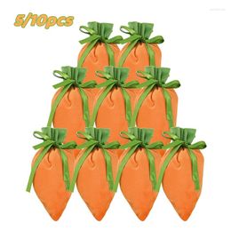 Gift Wrap 5/10pcs Easter Velvet Bag Carrot Jewelry Candy Bags With Drawstring Party Wedding Decorations Cookie Snack Wrapping