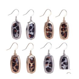 Charm Designer Faceted Glitter Leopard Oval Charms Earrings For Women Small Resin Dangle Earring Boutique Jewelry Christmas Gifts Dr Dh47I