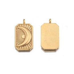 Charms 3Pcs Stainless Steel Celestial Sun Moon Radiation Rising Pendants For Diy Necklace Findings Earrings Jewelry MakingCharms
