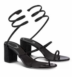 Rene Caovilla Sandals Gladiator Walking Shoes Flats Elegant Brands Cleo Women Comfort Renes Spiral Ankle Strap Lady Sexy