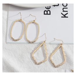 Charm Simple Hexagon Teardrop Inspired Metal Frame Rhinestone Charms Earrings For Women Dangle Earings Boutique Christmas Gifts Drop Dhph8