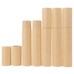 Gift Wrap 10pcs Kraft Paper Tube Handmade Picture Cylinder Packaging Tea Can Wine Bottle Pencil