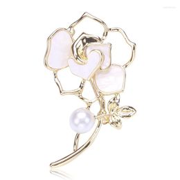 Brooches Pearl Camellia Flower Women's Pins Fashion Jewellery For Wedding Party Clothing Dress Accessories