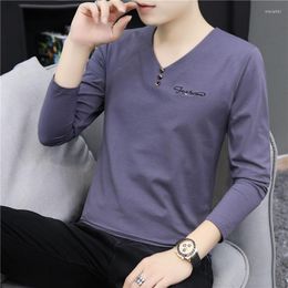 Men's T Shirts Shirt Men Spring T-shirt Cotton Long-sleeved Tops And Autumn Fashion Black White Grey Tees