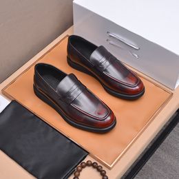 New Arrival 2023 Men Formal Dress Shoes Fashion Casual Loafers Brand Designer Genuine Leather Sports Flats Size 38-45