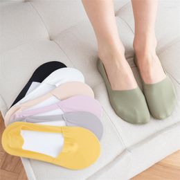 Women Socks 7Pairs Summer Seamless Ice Silk Women's Breathable Shallow Mouth Invisible Short Tube Simple Non-slip Silicone