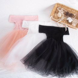 Girl Dresses Toddler Baby Off Shoulder Princess Mesh Solid Sleeveless Party Pageant Tutu Tulle Dress Sundress 12M-5T Girls Summer Clothes