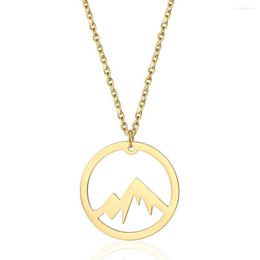 Pendant Necklaces Fashion Circle Mountain For Woman Girl Charm Stainless Steel Necklace Jewellery