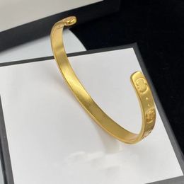 Gold-plated Cuff Classic Simple Brass Material Celebrity Personality Bracelet Pulsera High Quality with Seal