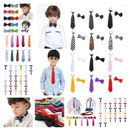 Bow Ties 2 Pcs Kid Baby Set Bowties Solid Neck Tie Toddle Business Accessories School Wedding Party Shirt FB165