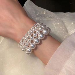 Strand Natural Shell Pearl Bracelet Women White Imitation Bracelets BangIes Beads Female Jewellery Wedding