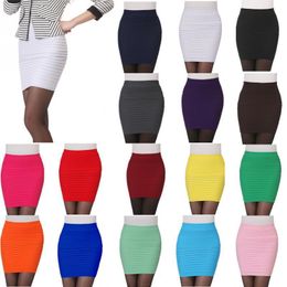 Skirts Women Sexy Chic Pencil Wool Rib Knit Long Package Hip High Waist Seamless Elastic Slim Mini #734